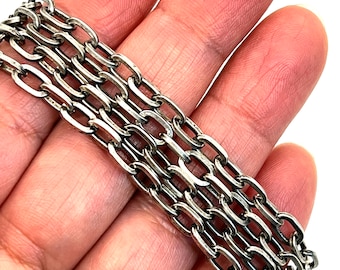 Antiqued Pewter Plated Oval Cable Small Chain, Belcher Chain,Minimalist,Silver Findings,DIY Jewelry Supplies,Chain by the Foot,Bulk,P045-CH