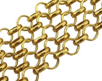 Hammered Round Rolo Chain, Antiqued Gold Plated, Belcher Chain, Wholesale Findings, Bulk Chain by the Foot, Unique Jewelry Findings, G091-CH