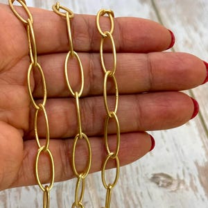 Matte Gold Oval Link Chain, Large Chain, Hypoallergenic, Satin Gold Findings, DIY Jewelry Making Supplies,Chain by the Foot,Oval Cable Chain