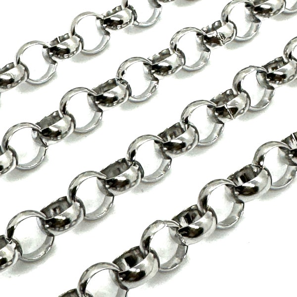 Large Chunky Rolo Chain, 304 Stainless Steel, Belcher Chain, Silver Findings, DIY Jewelry Making Supplies, Chain by the Foot, Wholesale Bulk