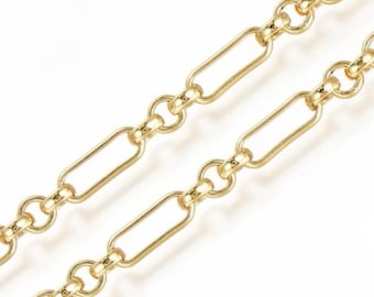 Large Link Chain, Shiny 18k Gold Plated Large Cable Chain, DIY Jewelry Making Supplies, Findings, Square  Link Chain, Boho, Wholesale