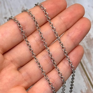 Micro-Round Cable 2mm Chain,Antiqued Pewter Plated,Silver Findings,DIY Jewelry Making,Small Chain by the Foot,Fine Minimalist Chain,P057-CH