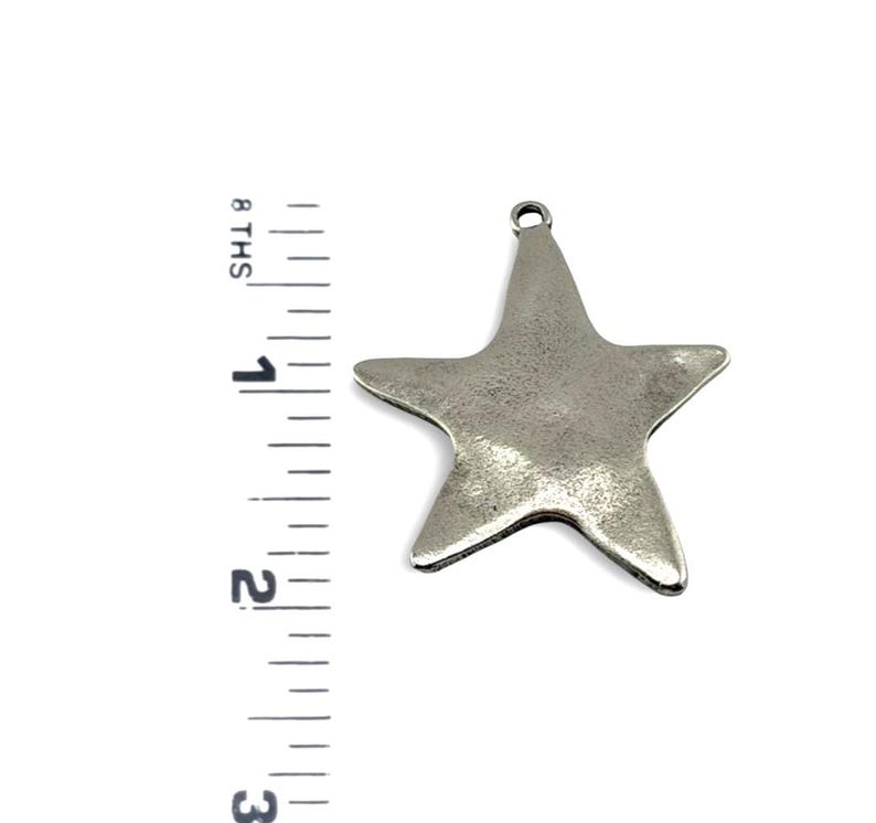 X-Large Rounded Star Pendant, Antiqued Pewter,Artisan Stamping Boho Charm, Galaxy,Made in USA,DIY Jewelry Findings,Boho,Wholesale,PT459 image 7