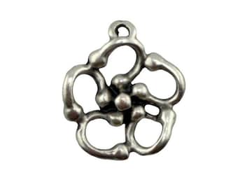 Large Flower Pendant,Bold Floral Charm,Antiqued Pewter Unique Findings,Boho Pendants,DIY Jewelry Supplies, Artisan Jewelry,Wholesale,PT398