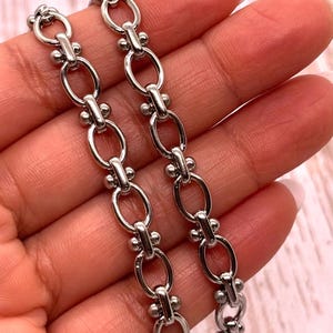 Small Stainless Steel Link Chain, Silver Chain, Non tarnish Findings, Unsoldered, DIY Jewelry Making Supplies,Antique Silver Findings image 2