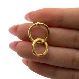 Dangling Interlocking Double Ring Earrings, Satin 18k Gold Plated,DIY Jewelry,Statement Boho Accessory, Findings, Post Earrings, ST720 bild 2
