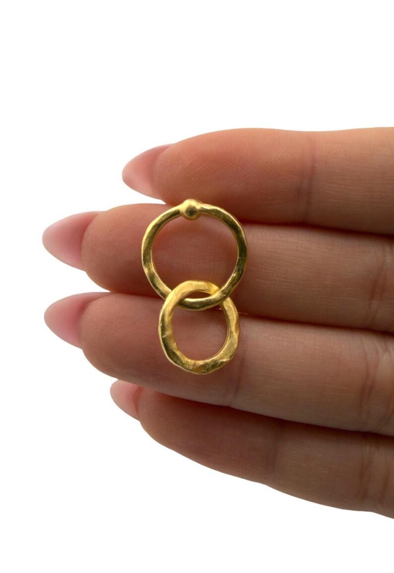 Dangling Interlocking Double Ring Earrings, Satin 18k Gold Plated,DIY Jewelry,Statement Boho Accessory, Findings, Post Earrings, ST720 bild 2