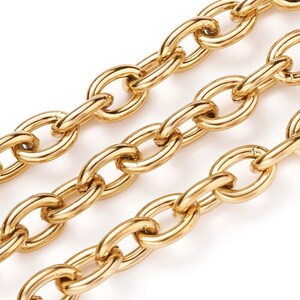 Antique Gold Oval Cable Chain, High Quality, Belcher Chain, Gold Findings, DIY Jewelry Making Supplies, Chain by the Foot,Classic Gold Chain