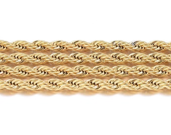 Antique Gold French Rope Chain, Gold Findings , DIY Jewelry Making Supply,Chain by the Foot, Vintage Style Chain, Long Lasting Plating