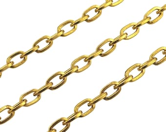 Oval Cable Chain, Antiqued 18k Real Gold Plated, Minimalist,Findings,DIY Jewelry Making Supplies,Unfinished Chain by the Foot,G117-CH