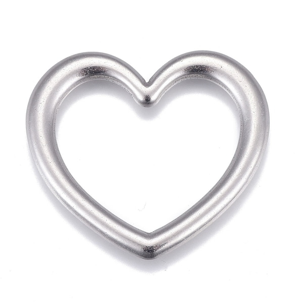 Heart 304 Stainless Steel No tarnish Pendant Connector, Large Pendant, Silver Pendant,Large Hole Pendant, Charms, Antique Silver, SS050