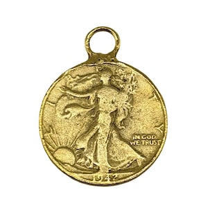 Walking Liberty Half Dollar Charm,Antiqued Gold Plated, Replica Coin,Eagle Charm,Double-sided Medal,DIY Jewelry Making Boho Medallion, AG059