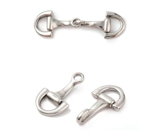 Fermoir mors de filet pour cheval, acier inoxydable 304, accessoires d'équitation en argent, ornement de chapeau, accessoires de sac à main, fermeture pour bijoux DIY, SS047