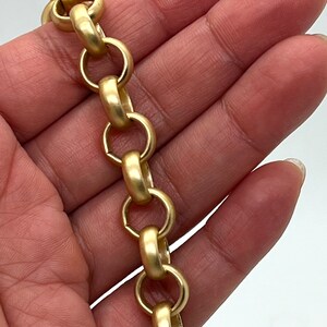 Matte Gold 11mm Rolo Belcher Chain, Gold Findings, Gold Jewelry Making Supplies, Chain by the Foot, Vintage Style Chunky Chain,M133