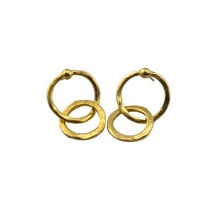 Dangling Interlocking Double Ring Earrings, Satin 18k Gold Plated,DIY Jewelry,Statement Boho Accessory, Findings, Post Earrings, ST720 bild 4