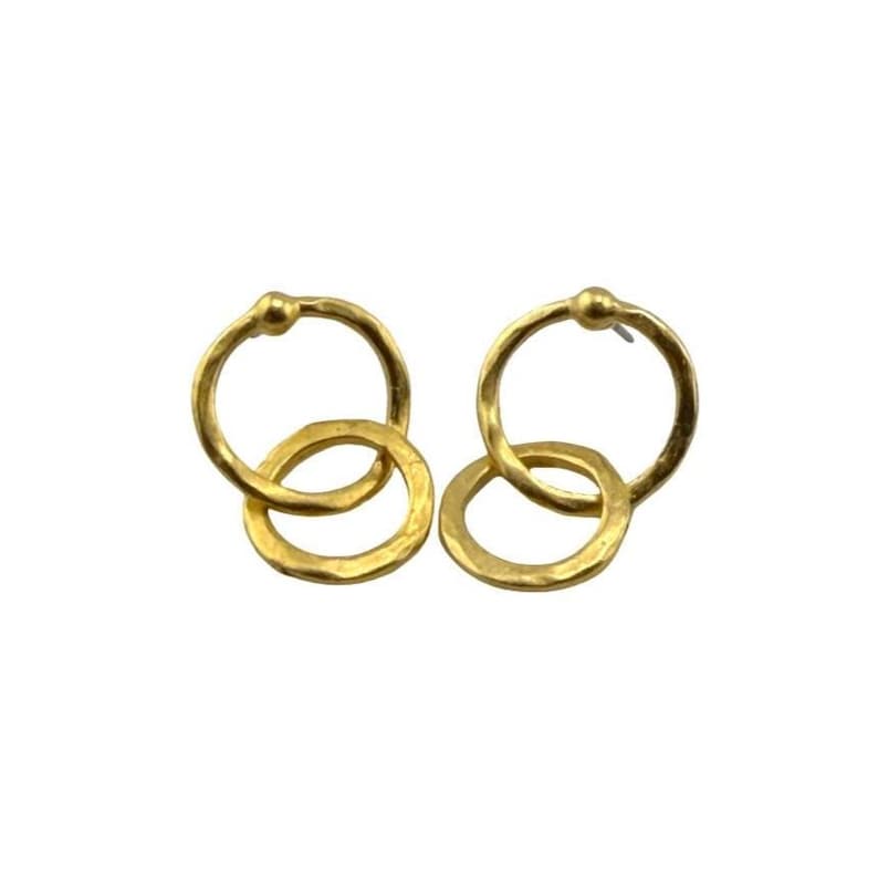 Dangling Interlocking Double Ring Earrings, Satin 18k Gold Plated,DIY Jewelry,Statement Boho Accessory, Findings, Post Earrings, ST720 bild 4