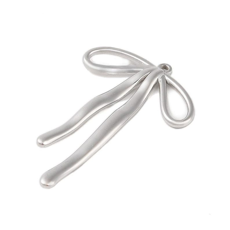 Charm de lazo grande, colgante de plata, minimalista, suministros para hacer joyas DIY, lazo, componentes al por mayor, fornituras de acero inoxidable, SS029 imagen 4