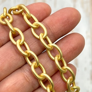 Matte Gold Cable Chain, Gold Findings, DIY Jewelry Making Supplies, Chain by the Foot, Chunky Large Chain, Satin Gold Jewelry Components