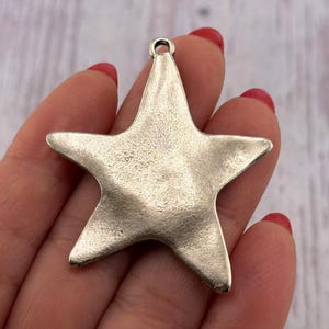 X-Large Rounded Star Pendant, Antiqued Pewter,Artisan Stamping Boho Charm, Galaxy,Made in USA,DIY Jewelry Findings,Boho,Wholesale,PT459 image 1