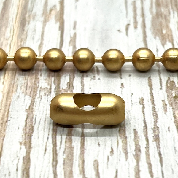 6.4mm MATTE GOLD Large Ball Chain, Satin Gold Chain, Hypoallergenic, Chunky chain, Jewelry supplies, Gold Findings, Gold Chain by the Foot