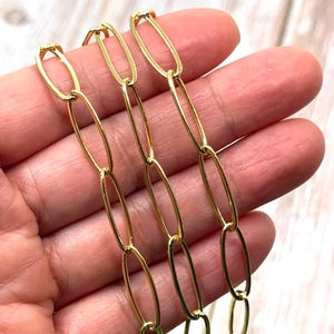 Gold Plated Oval Link Chain, Large Chain, 18k Shiny Real Gold Plated Findings,DIY Jewelry Making Supplies, Chain by the Foot,Paperclip Chain
