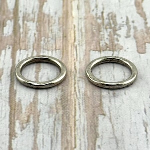 2 Units-12mm Antiqued Pewter Hammered Soldered Closed Jump Rings,Silver Findings,Connector Circle Link,Interlocking Charms,Bulk,PT380