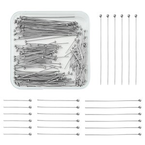 200pcs 304 Stainless Steel Ball Head Pins, 4 Sizes, 21 gauge, Silver Findings, DIY Jewelry Making Supplies, Bulk Wholesale Findings,