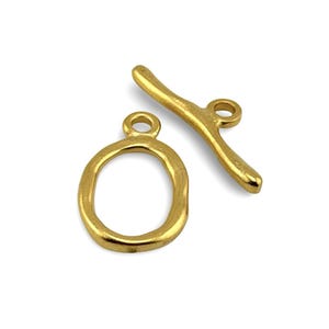 Satin Gold Large Oval Toggle Clasp 18k Real Gold Plated, Toggle Clasp,DIY Jewelry Making Supplies,Shiny Gold Findings,Wholesale Bulk,ST197