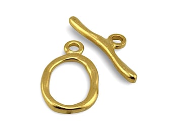 Satin Gold Large Oval Toggle Clasp 18k Real Gold Plated, Toggle Clasp,DIY Jewelry Making Supplies,Shiny Gold Findings,Wholesale Bulk,ST197