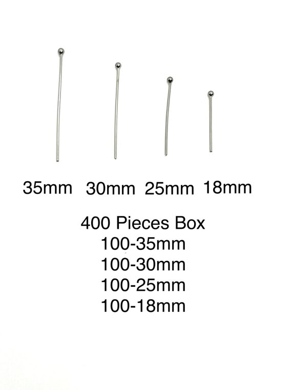 400Pcs Flat Head Pins for Jewelry Making 30mm Stainless Steel Flat Head  Pins Jewelry Head Pins 22 Gauge Silver