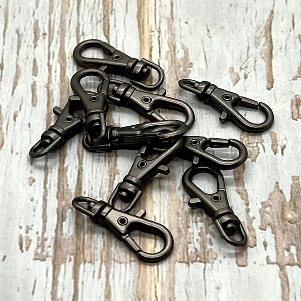 Matte Gunmetal Clip Swivel Lobster Clasp, 23 mm,  DIY Jewelry Making Supplies,Antique Silver Gunmetal Findings