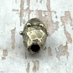 Large Artisan Oval Dotted Barrel Spacer Beads, Antiqued Pewter Boho Findings, Hammered Metal Beads,Rustic Organic Components,Silver,PT500 image 3