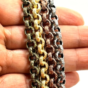 Rolo Textured 6mm Chain,High Quality,Chain by the Foot,Hypoallergenic,Silver,Copper,Gold,Brass chain,Findings,Jewelry supplies,Chunky chain