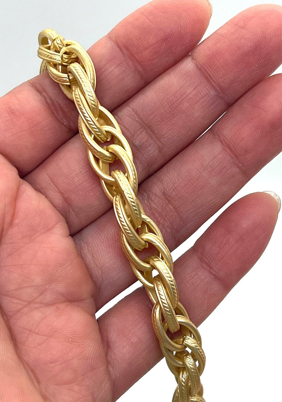 Matte Gold Triple Link Textured Rope Chain, Gold Findings, Gold Jewelry