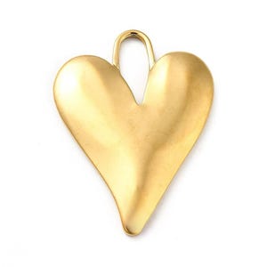 Large Elongated Heart Pendant, Real 18k Gold Plated, Shiny Gold Charms, DIY Jewelry Making Supplies, Boho Charms, Large Findings Components