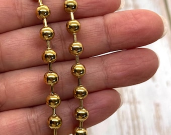 Chaîne à billes de 6 mm en acier inoxydable à placage ionique, Apprêts en or antique, Chaîne surdimensionnée au pied, Fournitures pour la fabrication de bijoux DIY, Chaîne épaisse en gros