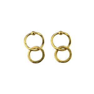 Dangling Interlocking Double Ring Earrings, Satin 18k Gold Plated,DIY Jewelry,Statement Boho Accessory, Findings, Post Earrings, ST720 bild 5