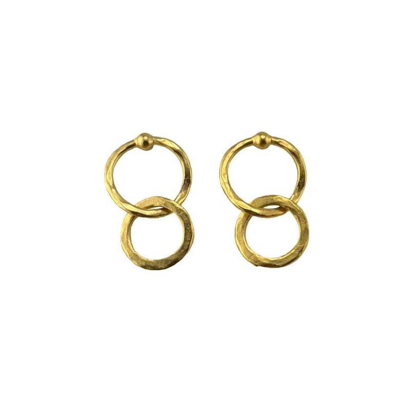Dangling Interlocking Double Ring Earrings, Satin 18k Gold Plated,DIY Jewelry,Statement Boho Accessory, Findings, Post Earrings, ST720 bild 5