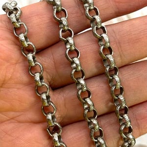 Hammered Rolo Chain,Antiqued Pewter Plated, Belcher Chain, Findings,DIY Jewelry Making Supplies, Vintage Like Chain,Unfinished Chain by Foot