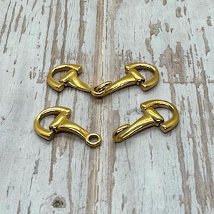 Equestrian Horse Snaffle Bit Clasp,PVD 18k Gold Plated Stainless Steel,Large Clasps,Accessories,Leather DIY Jewelry Findings,Connector,GS019