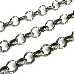 Hammered Rolo Chain, High Quality, Belcher Chain, Antiqued Pewter Plated Findings,DIY Jewelry Making Supplies,Large Chunky Chain by the Foot