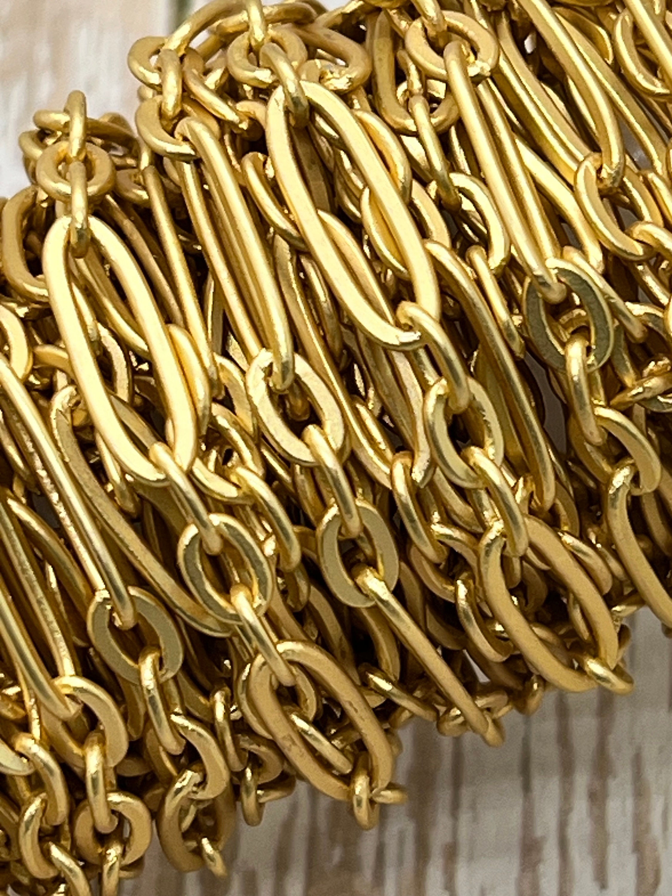 Matte Gold Link Chain, Large Chain, Hypoallergenic, Satin Gold Findings, DIY Jewelry Making Supplies, Chain by the Foot, Paperclip Chains