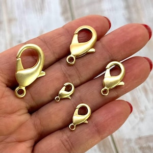 MATTE Gold Plated Lobster Clasp, Gold Findings, DIY Jewelry Making Supplies, Wholesale Bulk Jewelry Components, Trigger Clasp, Brass Clasp