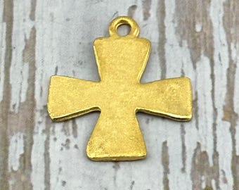 Large Cross Pendant,Satin Gold Plated,Large Charm,DIY Jewelry Making Supplies,Wholesale Bulk,Catholic,Gold Findings,Religious Medals,ST229