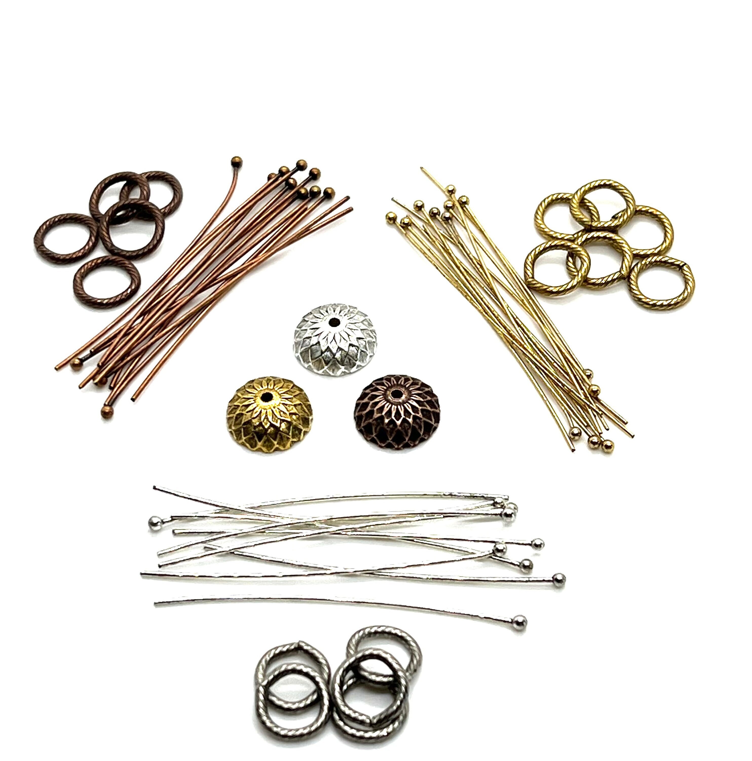 Junkin 2800 Pieces Headpins for Making Jewelry Flat Head Pins Set 0.63 Inch  0.71 Inch 0.79 Inch 1.18 Inch Jewelry Making Head Pins Mix Beading Pins