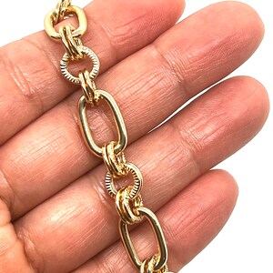 Large Chunky 18k Gold Plated Textured Chain,  Shiny Gold Findings, DIY Jewelry Making Supplies, Chunky Chain by the Foot, Wholesale Bulk