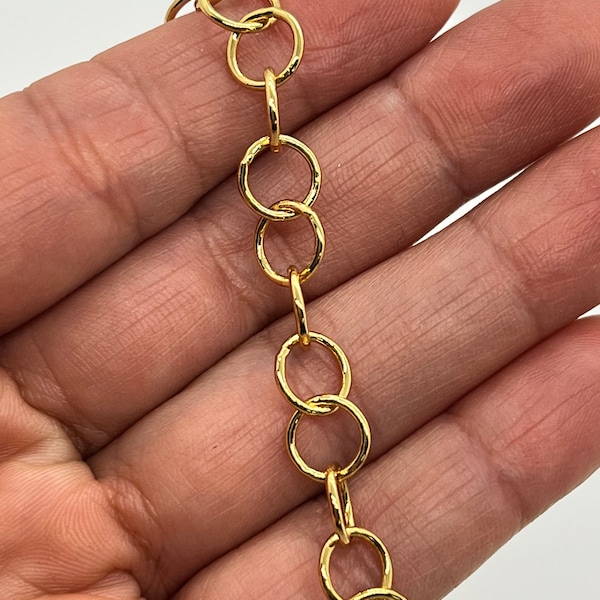 Real 18k Gold Plated Belcher Rolo Chain, DIY Jewelry Making Supplies, Gold Findings, Large Chunky Chain, 8mm Chain, Chain by the Foot, Boho