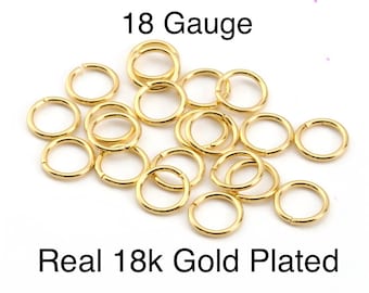 7mm-18 Gauge Jump Rings, 20 Units, Shiny 18k Gold Plated,Gold Findings, DIY Jewelry Making Supplies,Brass Thick Strong Components, G004-JR