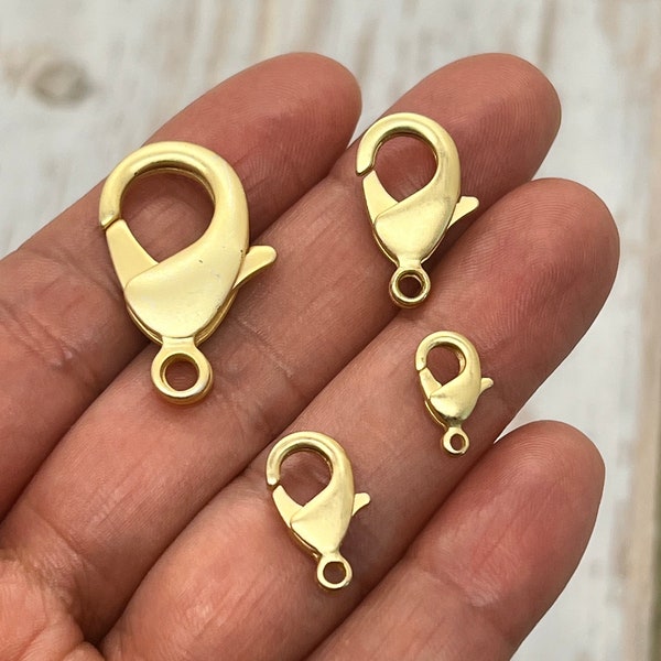 MATTE Gold Plated Lobster Clasp, Gold Findings, DIY Jewelry Making Supplies, Wholesale Bulk Jewelry Components, Trigger Clasp, Brass Clasp