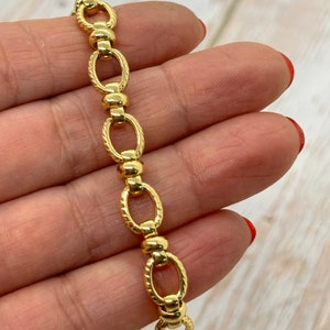 Large Chunky 18K Gold Plated Link Chain, Oval Cable Chain, Jewelry Making Supplies, Gold Findings, Chain by the foot, Bulk, Wholesale